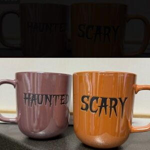 🧡 2 matching mugs SCARY Metallic Orange Halloween Mug Wicked Ciroa like new